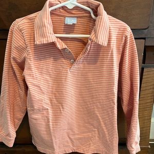 Bella bliss orange striped long sleeve polo.